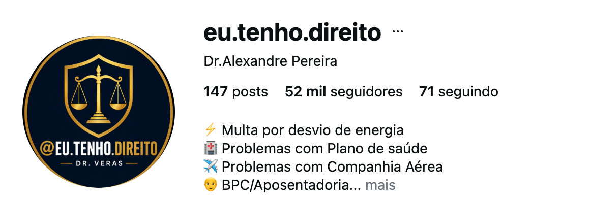 Perfil @eu.tenho.direito no Instagram