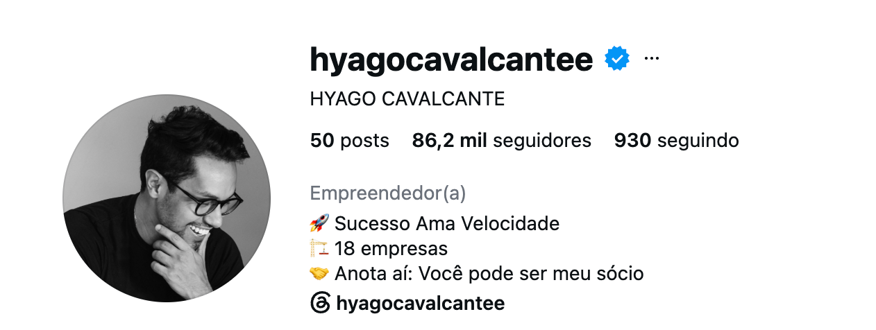 Perfil @hyagocavalcantee no Instagram